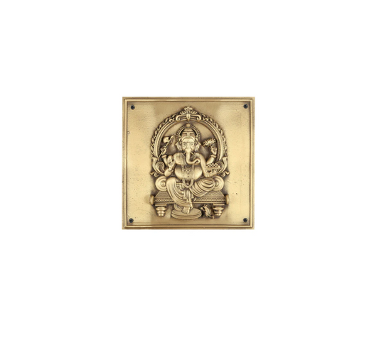 TP-955-9 Brass Spritual Tiles Ganpati on Plate