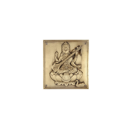 TP-953-9 Brass Spiritual Tiles Saraswati on Plate